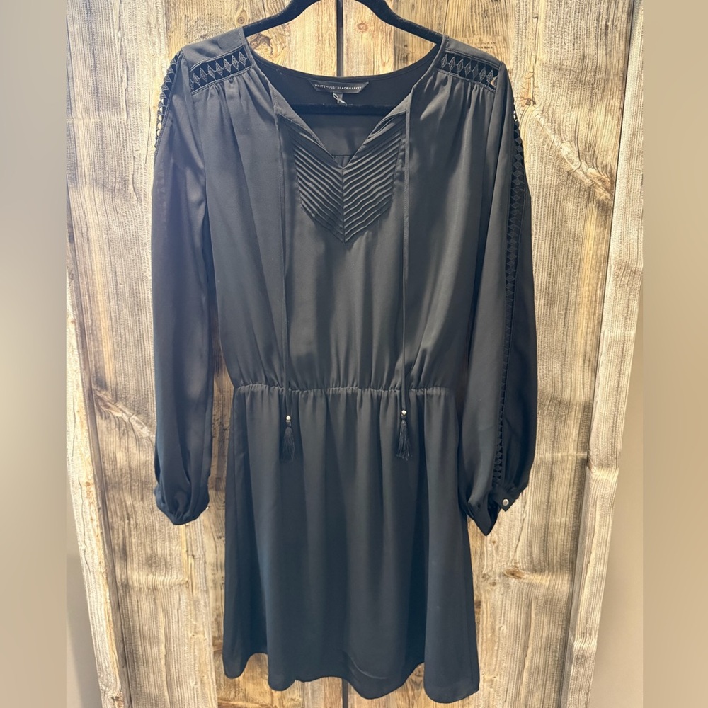 White House Black Market Black Long Sleeve Dress